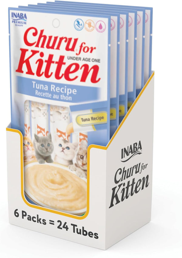 INABA Churu for Kittens, Creamy, Pure Lickable Cat Treats with DHA, EPA,