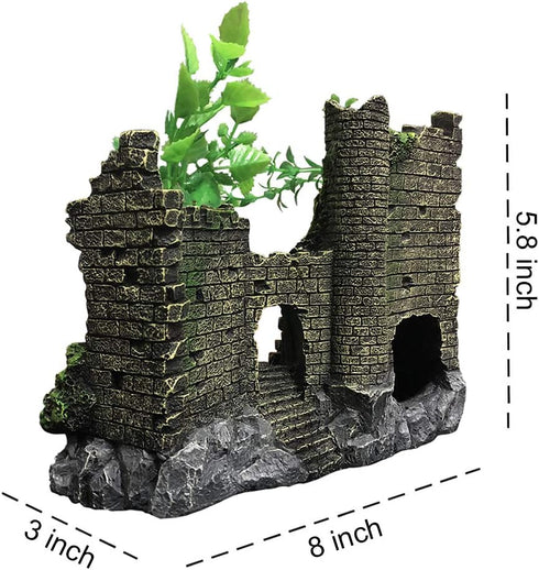 Aquarium Medieval Resin Castle Decorations - Realistic Castle Decoration Accessories, Shelter for Betta Fish