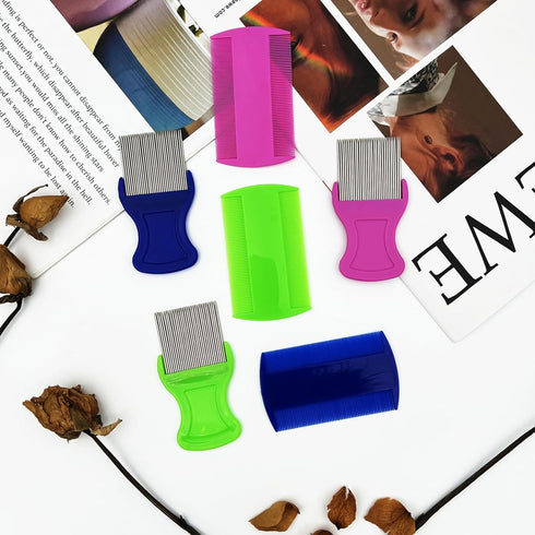 Attkryy 6-Piece Set Flea & Lice Comb for Pets, Double-Sided Grooming Combs for Cats, Dogs & Small Animals