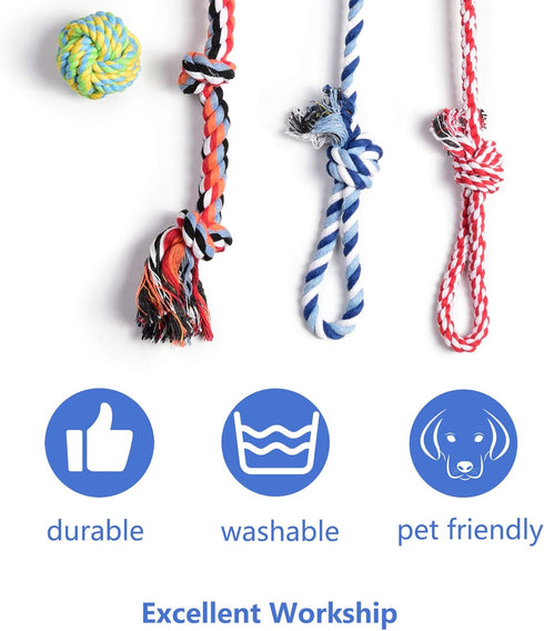 Fida Dog Rope Toys 4 Pack, Sturdy Cotton Chew Tug Ropes for Indoor/Outdoor, Interactive Tug o'war Toys for Small Dogs