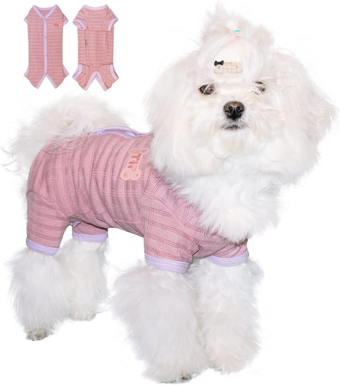 TONY HOBY Dog Pajamas, Recovery Suit for Small Medium Dogs After Surgery, Bean Pink, Size S