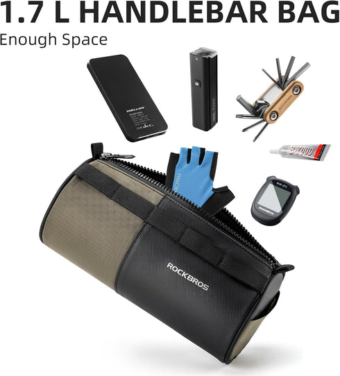 ROCKBROS Bike Handlebar Bag with Shoulder Strap for Bicycle Storage, Suitable for Road, Mountain, and Gravel Bikes