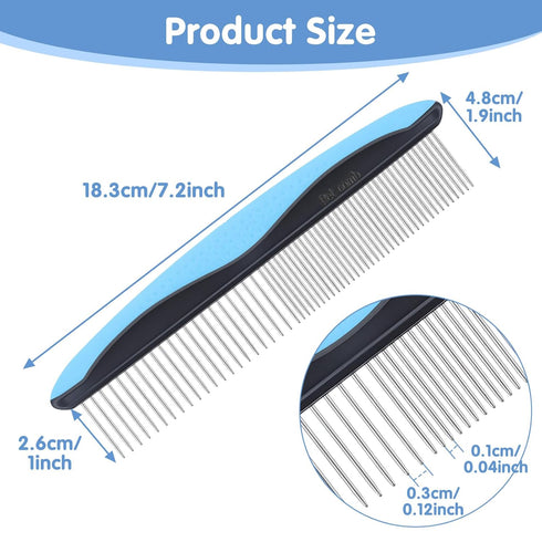 Quilax Metal Dog Comb, Stainless Steel Teeth Dematting Comb for Dogs Cats, Dog Grooming Combs, Pet Hair Combs