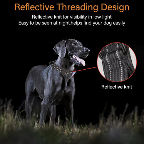 KCUCOP Tactical Dog Collar with Handle, Adjustable Military Collar with Metal Buckle and Patches for Large Dogs