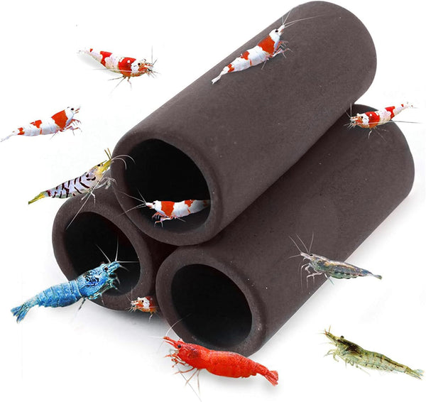 SunGrow Betta & Shrimp Ceramic Shelters - 2.8 x 1.8 x 0.6 Inches, Small Reptile & Lizard Hiding Cave with Connected