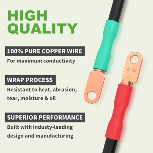 Golf Cart Battery Cable Set for Club Car DS 1995-Up, 48 Volt, 4 Gauge Welding Cable (Set of 5)