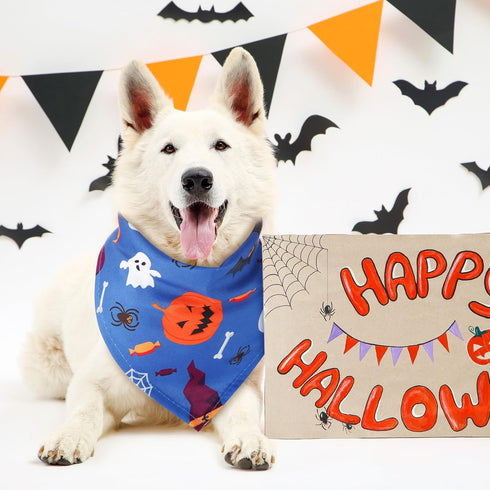 50 Pack Xuniea Halloween Dog Bandanas Large Dog Bib Scarf Pet Bandana Handkerchief Accessories for Medium Small Puppy