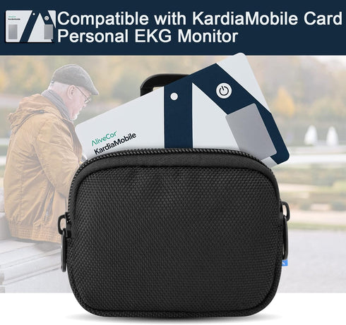 Xxerciz Heart Monitor Case for KardiaMobile Card Personal EKG Monitor Device, Heart Rate Monitor Nylon Storage Bag with Carabiner (Case Only)
