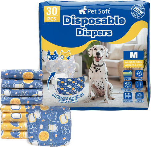 30pcs Pet Soft Dog Diapers Female Disposable Doggie Diapers with Wetness Indicator, Puppy & Cat Diapers Super