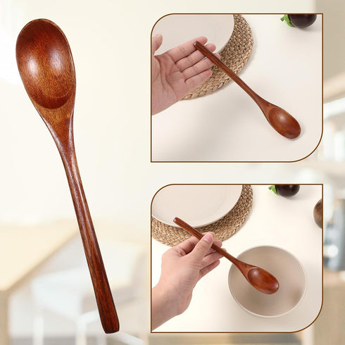 Gsbnjuy 6 Set Set Pcs Wooden Spoon and Fork for Eating Utensil Reusable Kitchen Wood Dinner Flatware Tableware Cutlery