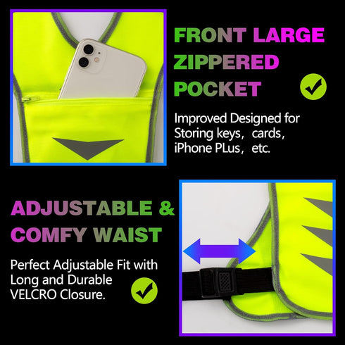 Reflective Running Vest Gear, Safety Reflective Vest for Women and Men, Walking, Running, Cycling at Night