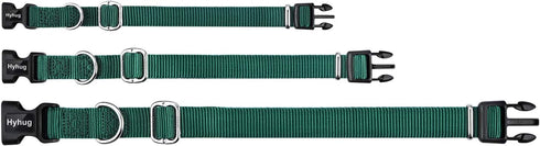 Hyhug Small Dog Collar, Quick-Release Heavy-Duty Nylon Adjustable Collar for Boy & Girl Dogs, Dark Green