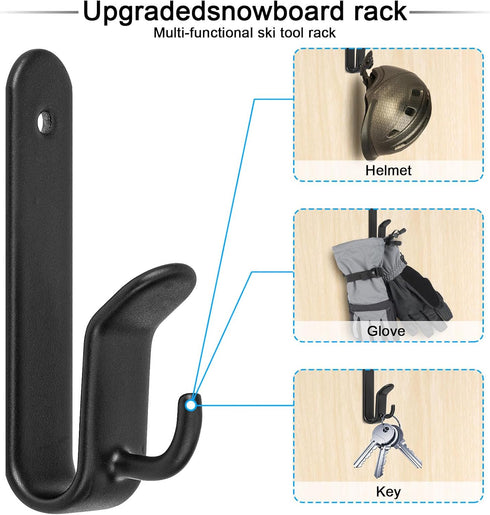 Upgrade Snowboard Wall Mount Clips, Horizontal Skateboard Rack, Storage Display Stand for Room, Garage