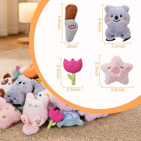 40 Included(Kawaii,4.3-5.9") Leitee Pcs Cat Toys Bulk Interactive Chew Toys for Indoor Cats, Small Plush Soft Kitten