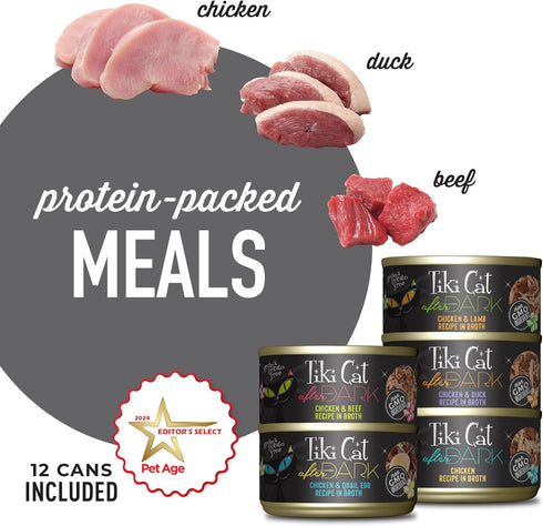 After Dark Variety Pack, High-Protein Wet Cat Food for Adult Cats, 2.8 oz. Cans, Pack of 12
