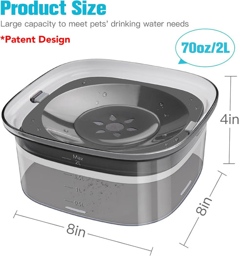 UPSKY 70oz Dog Water Bowl 2L No Spill Dog Bowl Large Capacity Spill Proof Slow Water Feeder, No Splash Dog Bowl Pet Water Dispenser Vehicle Carried Travel Slow Drinking Bowl for Messy Drinkers, Cats