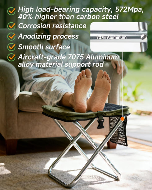 13 inch 2025 Rocalt Camping Portable Stool, Ultralight Collapsible Stool, Ultralight Aluminum Pocket Chair for Adult