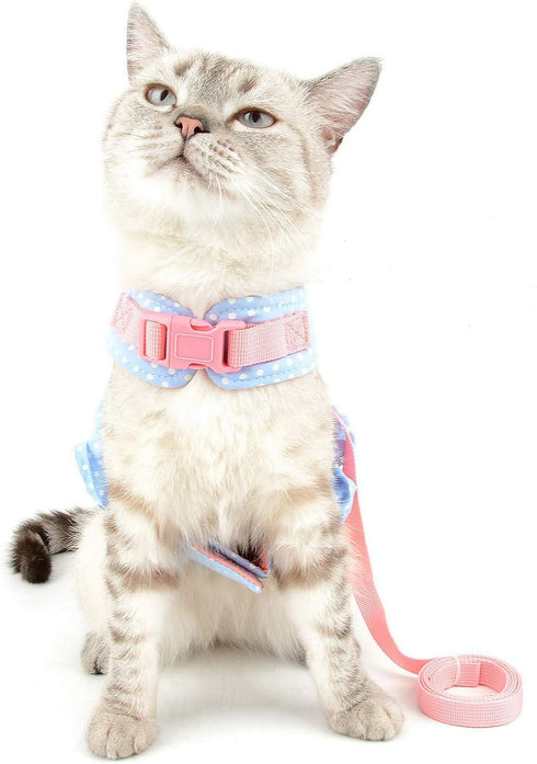 SELMAI Cat Harness and Leash for Walking, Escape Proof Dot Vest Harness for Small Dogs and Kittens