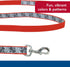 Coastal Lazer Brite Reflective Dog Leash, Red Paws and Bones, 1" x 6'