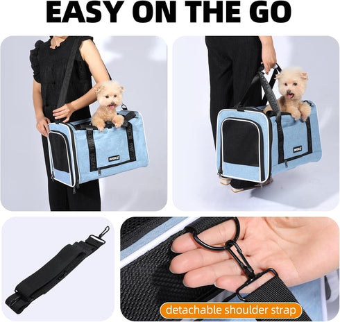 18x11x11 Inch Top Loading Medium Cat Carrier with Privacy Curtain, Soft-Sided Small Pet Travel Crate Vet Approved