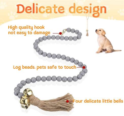 3 Pcs Hanging Dog Bell for Door Potty Training Decorative Dog Door Bells Wooden Beads Adjustable Small Puppy Supplies for Pets Dogs Puppies Potty Training Accessories, 3 Colors