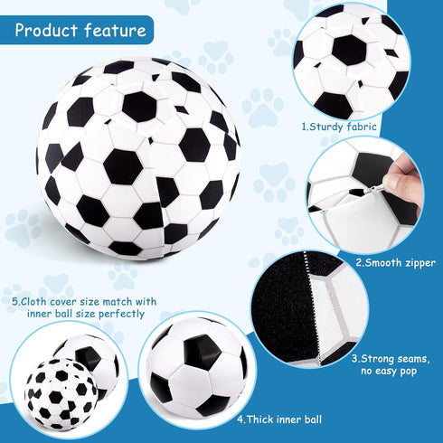 Juome Herding Ball for Dogs, 8" Dog Herding Balls with Soccer Cloth Cover and Hand Pump for Small & Medium Dogs
