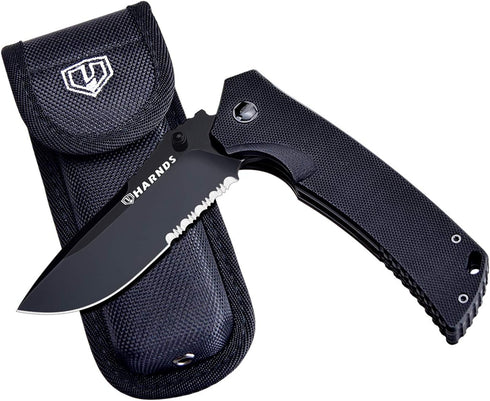 Warrior/General Tactical Folding Knife - D2 Steel Blade G10 Handle Fipper Opening (drop point)