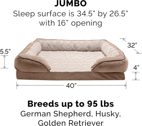 Furhaven Replacement Dog Bed Cover - Perfect Comfort Plush & Velvet Waves, Machine Washable, Brownstone, Jumbo