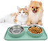 Double Dog Food Bowls Stainless Steel with Non-Skid Silicone Mat, Removable Water and Food Bowls Set