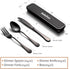 Travel Cutlery Set with Case Portable Silverware Utensils Set,4-pieces Stainless Steel Reusable Flatware Set Cutlery Set for Camping Picnic Hiking Office, Dishwasher Safe (8inch, Matte Black) by Selafun