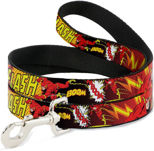 Buckle-Down Pet Leash - The Flash BOOM-KABOOM!, 4 Feet Long, 1.5" Wide