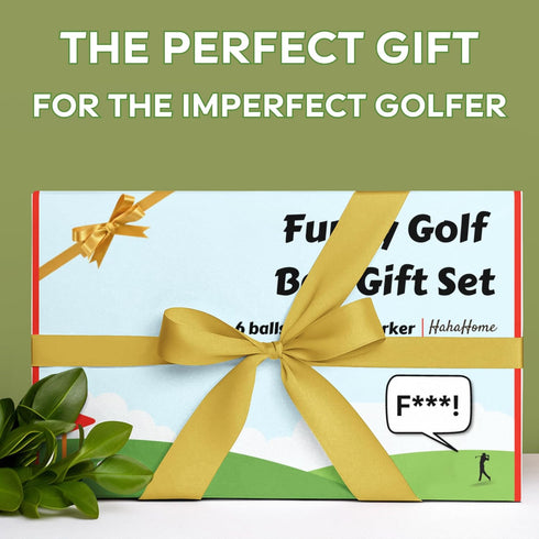 Funny Golf Ball Gift Set - Includes 6 Balls, 3 Tees, and 1 Marker for Men, Women, and Golfers
