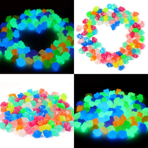 Oubest Fish Tank Decorations - 300Pc Glow in The Dark Aquarium Stones, 1.4cm for Fish Turtle Tank