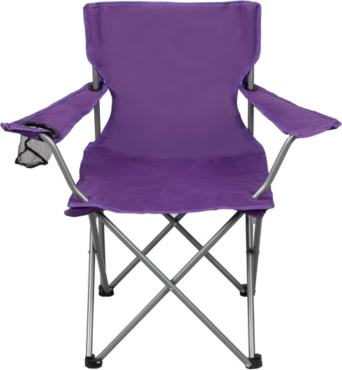 Generic Quad Folding Camp Chair with Cup Holder, Purple