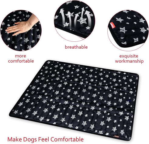 Dog Crate Mat (36" x 23") - Soft Bed Mat with Cute Prints, Personalized Anti-Slip Kennel Pad, Machine Washable