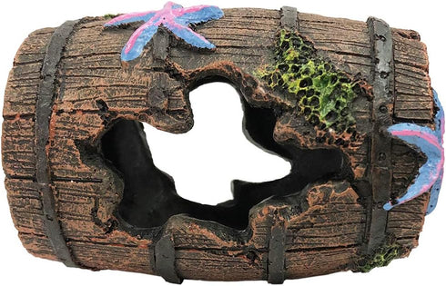 SLOCME Aquarium Broken Barrel Decorations, Betta Cave Hideout Wood Trunk Log for Fish Tank