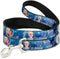 Buckle-Down Pet Leash - Frozen Elsa the Snow Queen Poses/Snowflakes, 4 Feet Long, 1.5" Wide