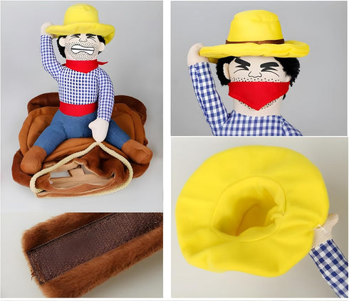 DELIFUR Dog Halloween Costume, Funny Cowboy Riding Costume for Small Medium Large Dogs, Cowboy, Large
