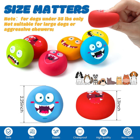 12 Hungdao Pcs Squeaky Dog Toys Latex Rubber Squeaky Ball Smile Face Emoticon Dog Toys Chewing Interactive Ball Bulk