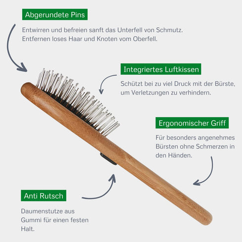 Bamboo Groom Oval Pin Brush Small/Medium w/Pins