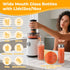 12 oz 4 Pack Sursip Glass Juice Bottles Wide Mouth Bottles with Stainless Steel Lids Leakproof, BPA Free