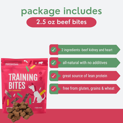2.5 oz Momentum Carnivore Nutrition Freeze-Dried Beef Training Bites Two Ingredients-Beef Kidney and Heart, Grain-Free