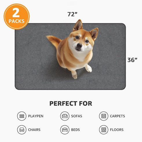 36x72 2Pack Washable Dog Pee Pads Reusable Whelping Pads, Absorb Dog Mats Non-Slip Puppy Training Pads for Whelping