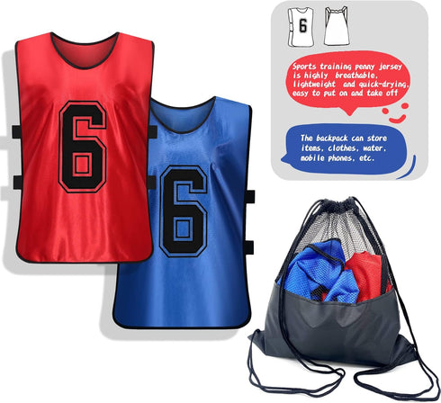 '-Set 12/Youth Sports Pinnies-Numbered Practice Vest Pennies for Soccer Basketball Jersey Bibs of Adults Team
