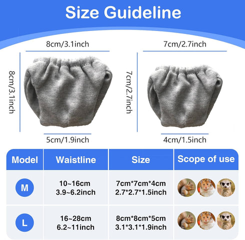 2PCS Small Pet Diapers,Adjustable Sugar Glider Diapers Climbing Diapers,Washable,Specially Designed for Use on Pet