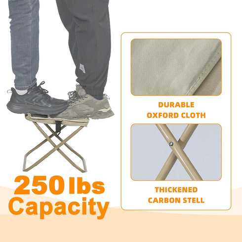 Yoosure 11.5" 2 Backpacking Tall Compact Collapsible Stool, Portable Folding Camp Stool with Side Pockets, Lightweight