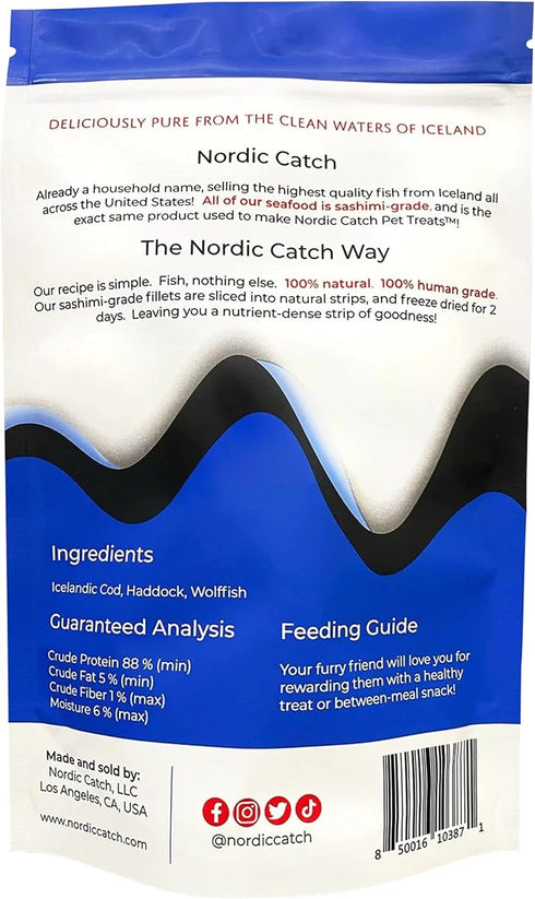 Nordic Catch Freeze Dried Fish Pet Treats from Iceland - Pure, All Natural Seafood Snacks for Dogs, Cats and Other Pets