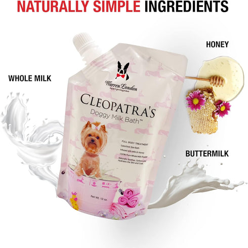 Warren London Cleopatra's Doggy Milk Bath | Luxurious Dog Shampoo & Conditioner with Whole Milk Powder & Honey | 12oz