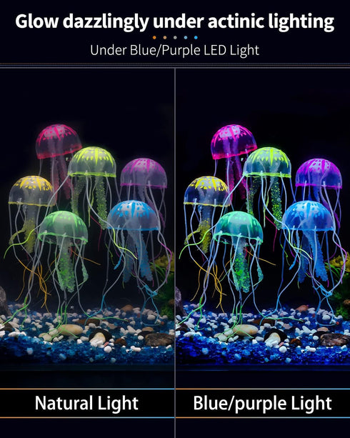 Uniclife 6 Pcs Glowing Jellyfish Ornament Decoration for Fish Tank Aquarium