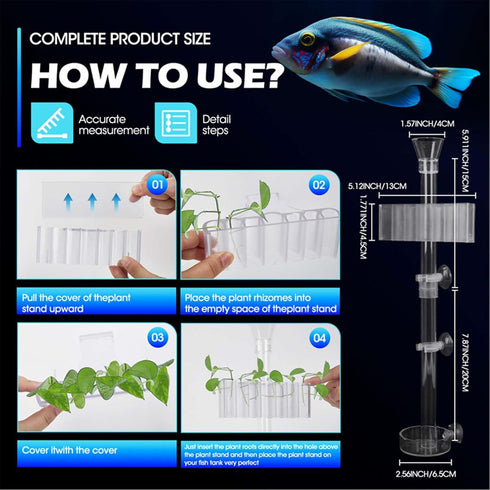 Fish Feeding Tube Aquarium Plant Holder Kit,Fish Feeder for Aquarium,Plant Holder for Fish Tank,Removable Adjusted Length Shrimp Feeding Dish,Plant Holder for Aquarium for Water Feature Decoration